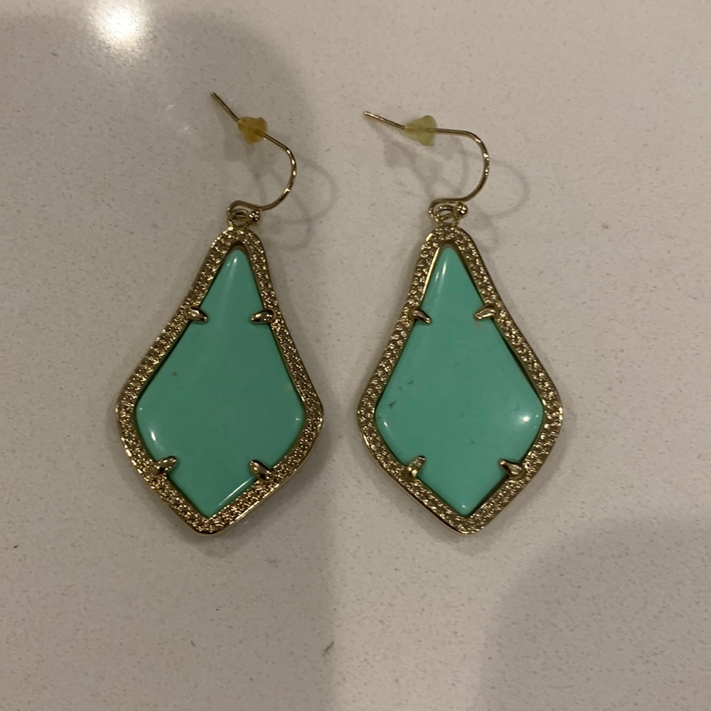 Kendra Scott Alex Mint Green Earrings, EUC